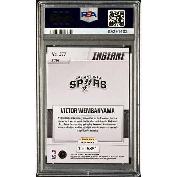 Victor Wembanyama 2023 Panini NBA All-Rookie 1st Team 577 Rookie Card PSA 9 Mint - Picture 2 of 2